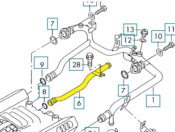 078121075C Kühlmittelrohr Rohr für Audi. Edelstahl – Bild 2