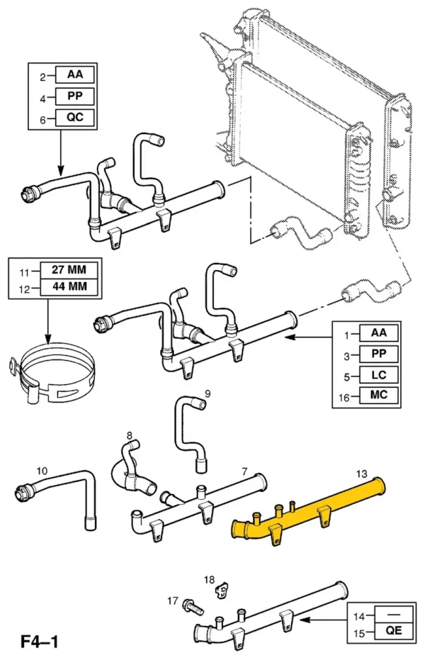 Coolant pipe 90467819 for Opel. Stainless Steel - Image 4