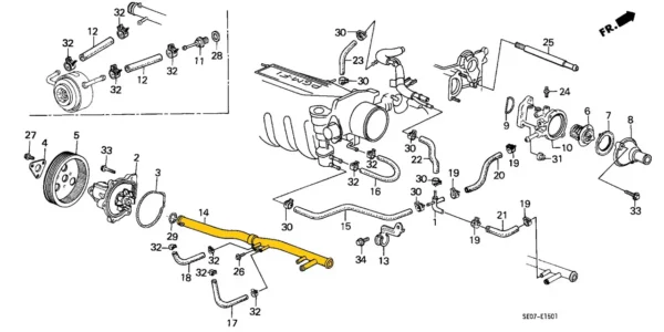 Coolant pipe 19505PJ0660 for Honda. Stainless Steel - Image 4