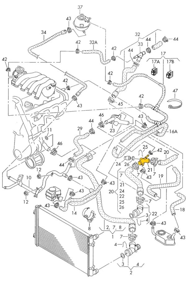 T-Stück 1J0121087A für Audi, Seat, Skoda, VW. Edelstahl – Bild 2