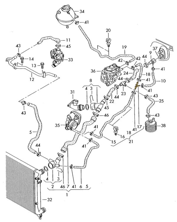 T-Stück N91033401 für Seat, Skoda, VW. Edelstahl – Bild 2