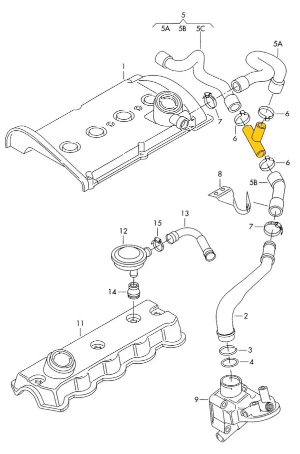 T-Stück N90760601 für Audi, Porsche, Seat, Skoda, VW. Edelstahl – Bild 2