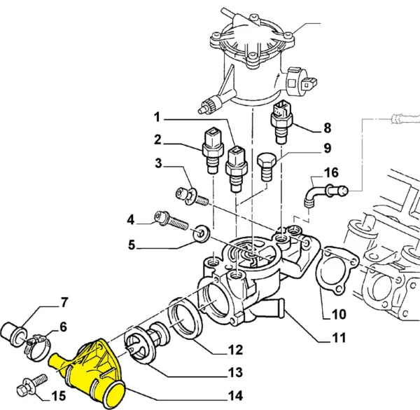 Thermostatgehäuse 1336-G3 für Citroen, Fiat, Peugeot. Edelstahl – Bild 4