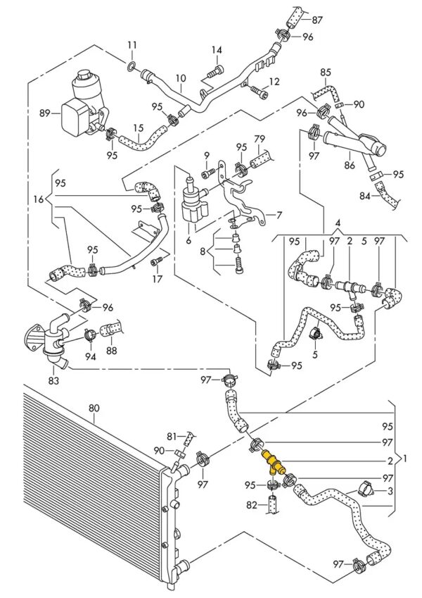 T-Stück 6R0122051AB für Audi, Seat, Skoda, VW. Edelstahl – Bild 2