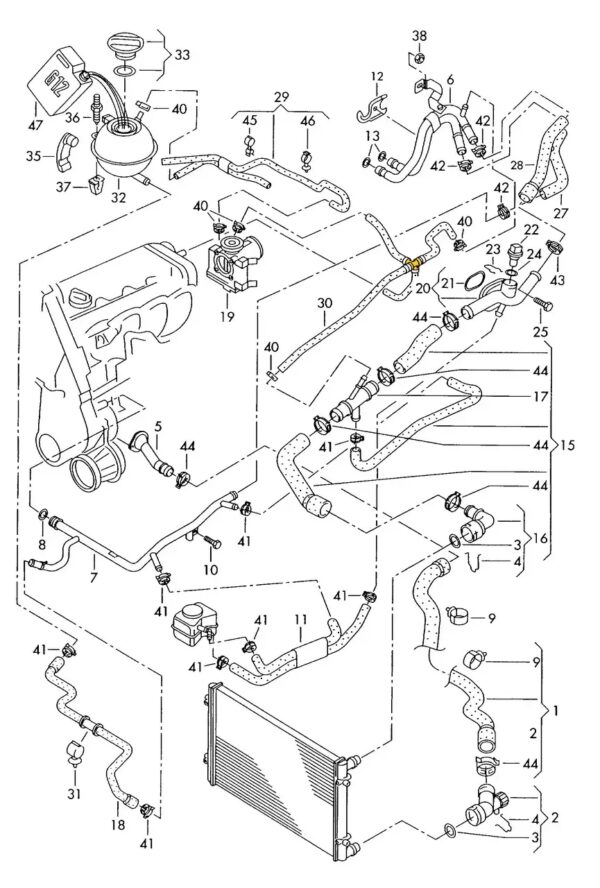 T-Stück 1J0122447DT für VW. Edelstahl – Bild 2