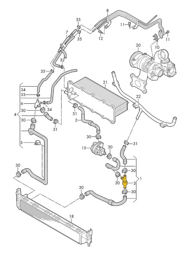 T-Stück 1K0121087Q für Audi, Seat, Skoda, VW. Edelstahl – Bild 2