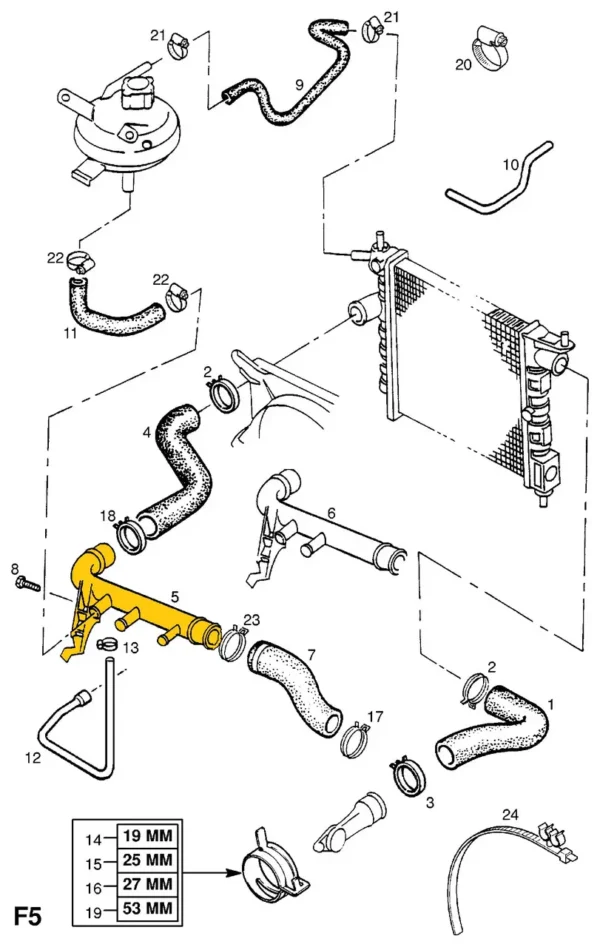 Kühlmittelrohr Rohr 1336086 für Opel. Edelstahl – Bild 3