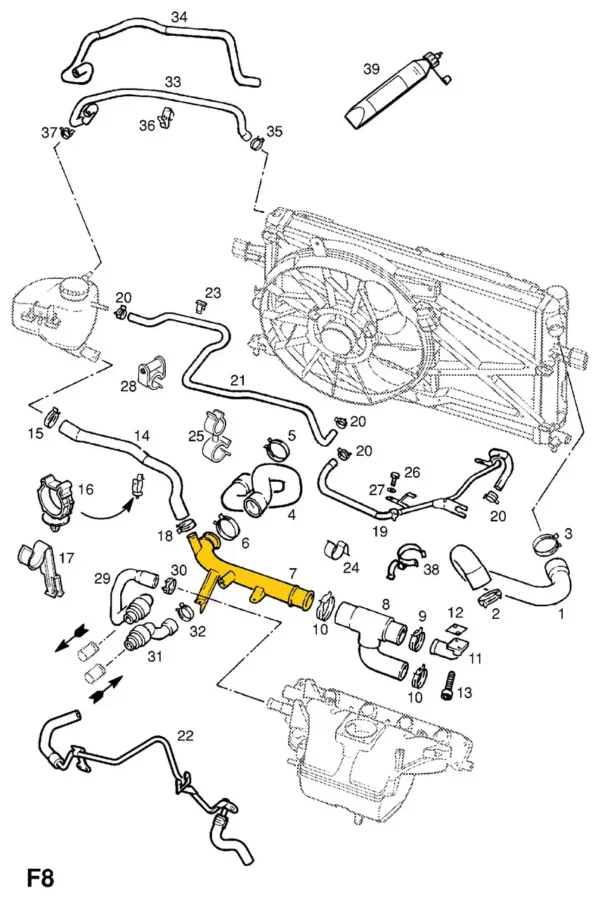 Kühlmittelrohr Rohr 1336168 für Opel. Edelstahl – Bild 3