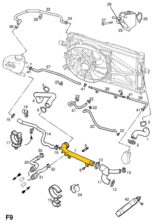 Kühlmittelrohr Rohr 1336167 für Opel. Edelstahl – Bild 3