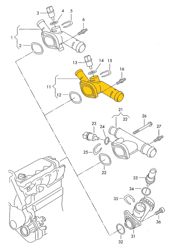 Flansch 06A121132AG für Audi, Seat, Skoda, VW. Edelstahl – Bild 2