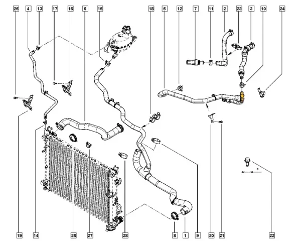 Schlauch-T-Stück 271A35835R für Renault. Edelstahl – Bild 3