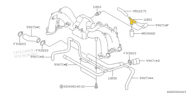 T-Stück 11821AA450 für Subaru. Edelstahl – Bild 2