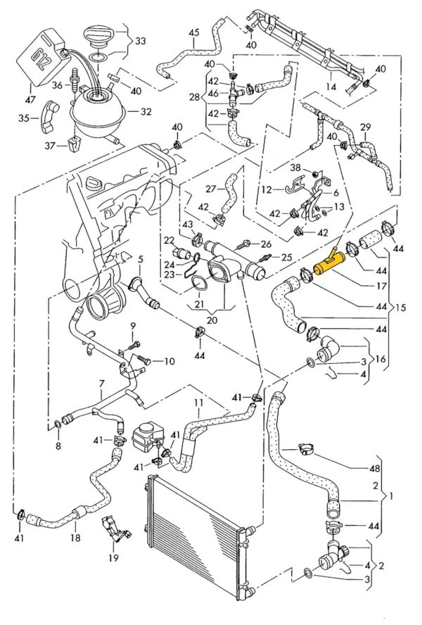 T-piece 1C0121438A for Seat, VW. Stainless Steel - Image 2