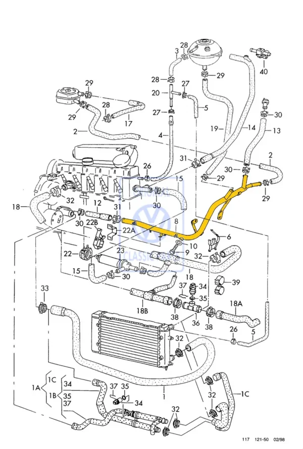 Coolant pipe 074121065AE for VW. Stainless Steel - Image 3