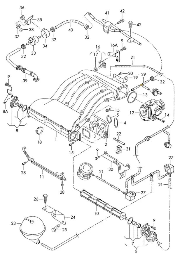 T-Stück 1J0133366A für Seat, VW. Edelstahl – Bild 2