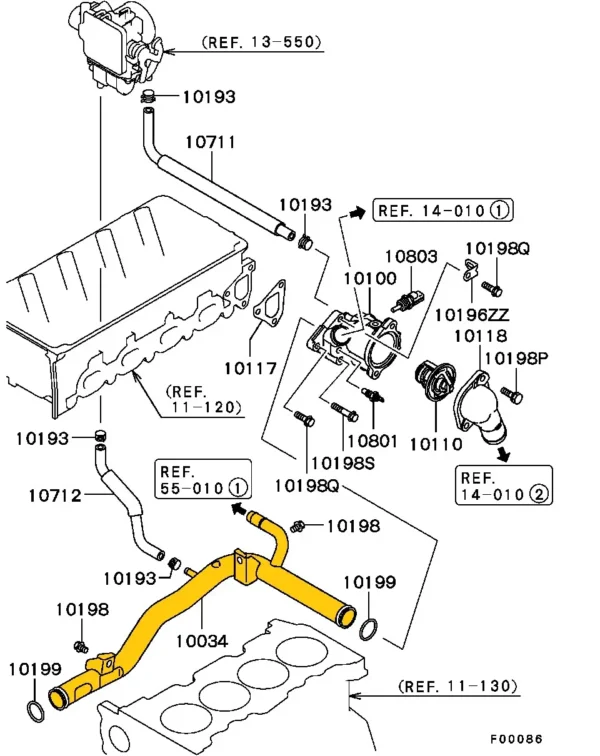 Coolant pipe md378882 for Mitsubishi. Stainless Steel - Image 3