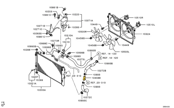 The radiator T-piece 1370A627 for Mitsubishi. Stainless Steel - Image 2