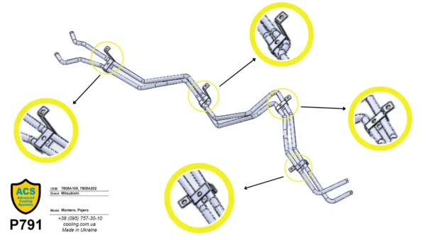  The rear heater pipe 7805A105 for Mitsubishi. Stainless Steel - Image 3